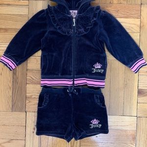 Juicy couture shorts tracksuit girls navy
